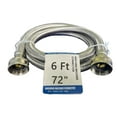 thumbnail image 1 of EZ-Fluid 72"x 3/4" FHT Stainless Steel Braided Metal Washing Machine Water Supply Hose Connector Line,Appliances Hose Burst Proof.-1Pc, 1 of 4