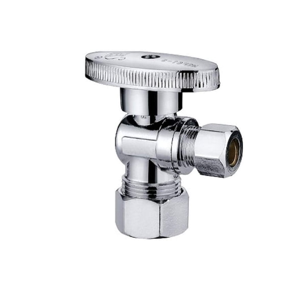 EZ-Fluid Fridge Icemaker Angle Stop 1/2-in Nominal Comp (5/8" OD Comp) x 1/4-in OD Comp 1/4-Turn Chrome Brass Angle Stop Valve Water Shut Off Ball Valve (1 Pack)