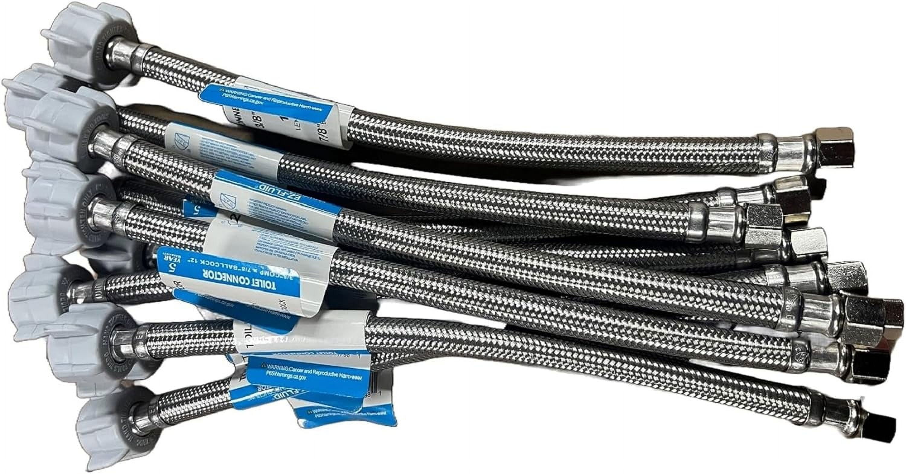 EZ-Fluid (Pack-50) 12-Inch Toilet Water Supply Connector, Braided ...