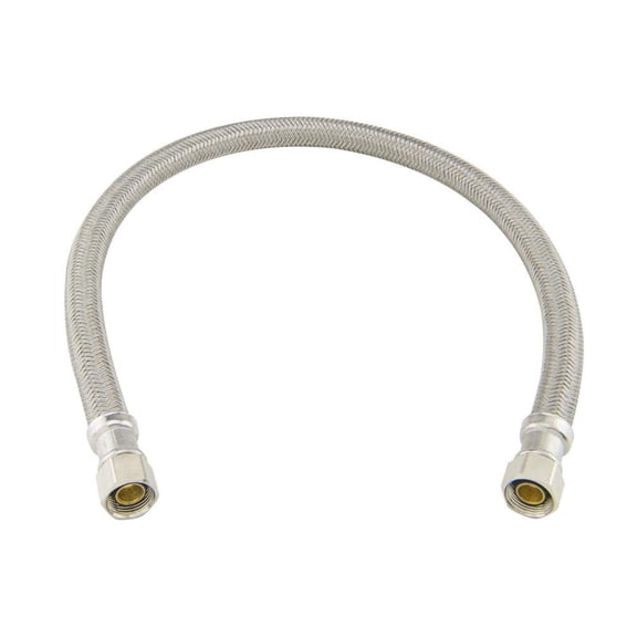 EZ-Fluid 12" x 3/8" Female Compression X 3/8" Female Comp. Stainless Steel Braided Faucet Connector Line,Dishwasher Supply Line,Faucet Extension Supply Hose Connector Lines,Fits 3/8"Comp Male(1)