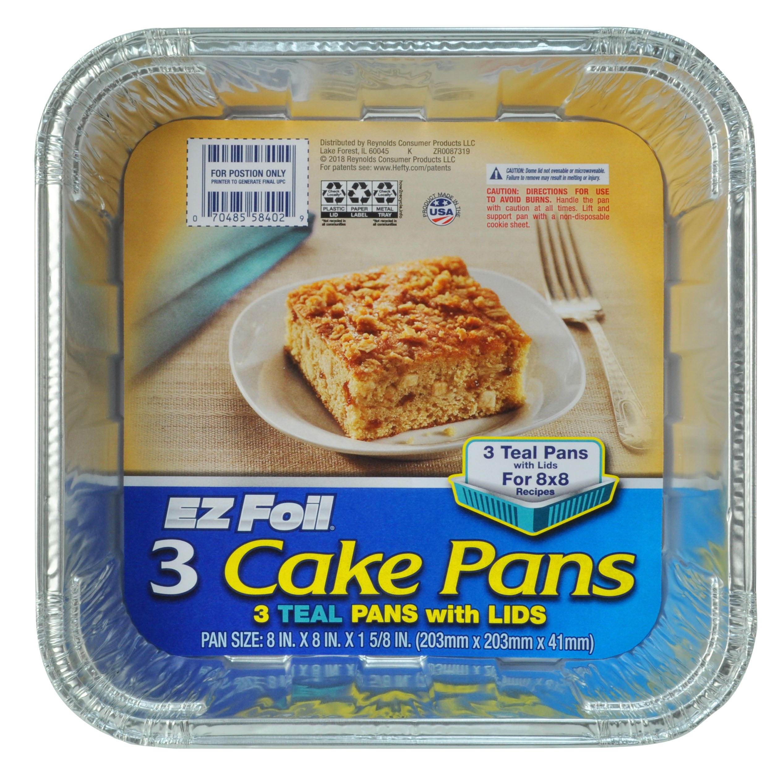 EZ Foil Cake Pans, Round, 8 inch, 3 Count