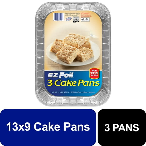 EZ Foil Cake Pans, 13x9 Inch, 3 Count