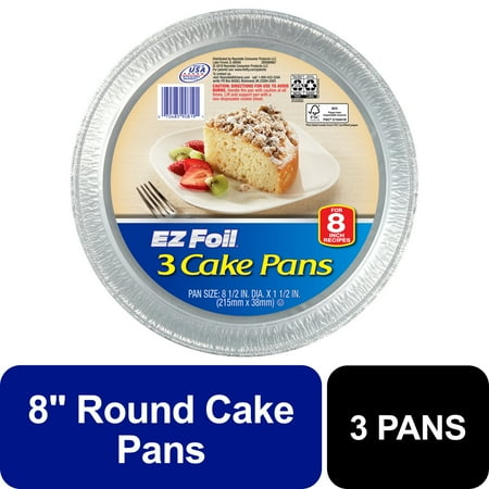 Hefty EZ Foil Cake Pans, Round, 8 Inch, 3 Count
