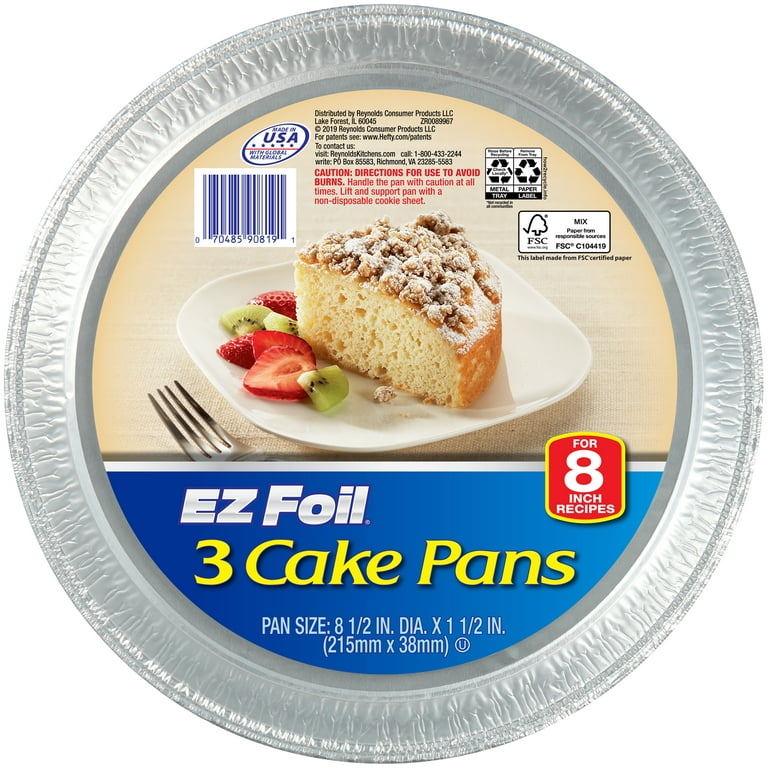 Hefty EZ Foil Cake Pans with Covers 8x8 3CT PKG