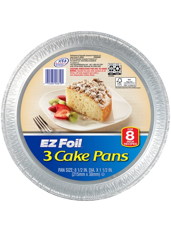 EZ Foil Cake Pans, Round, 8 inch, 3 Count