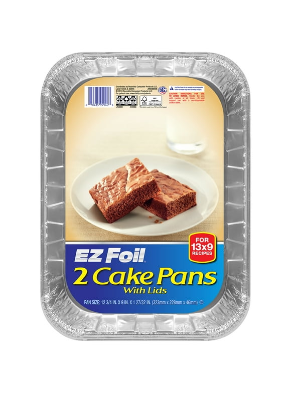 EZ Foil Cake Pans with Lids, Aluminum, 13 x 9 inch, 2 Count