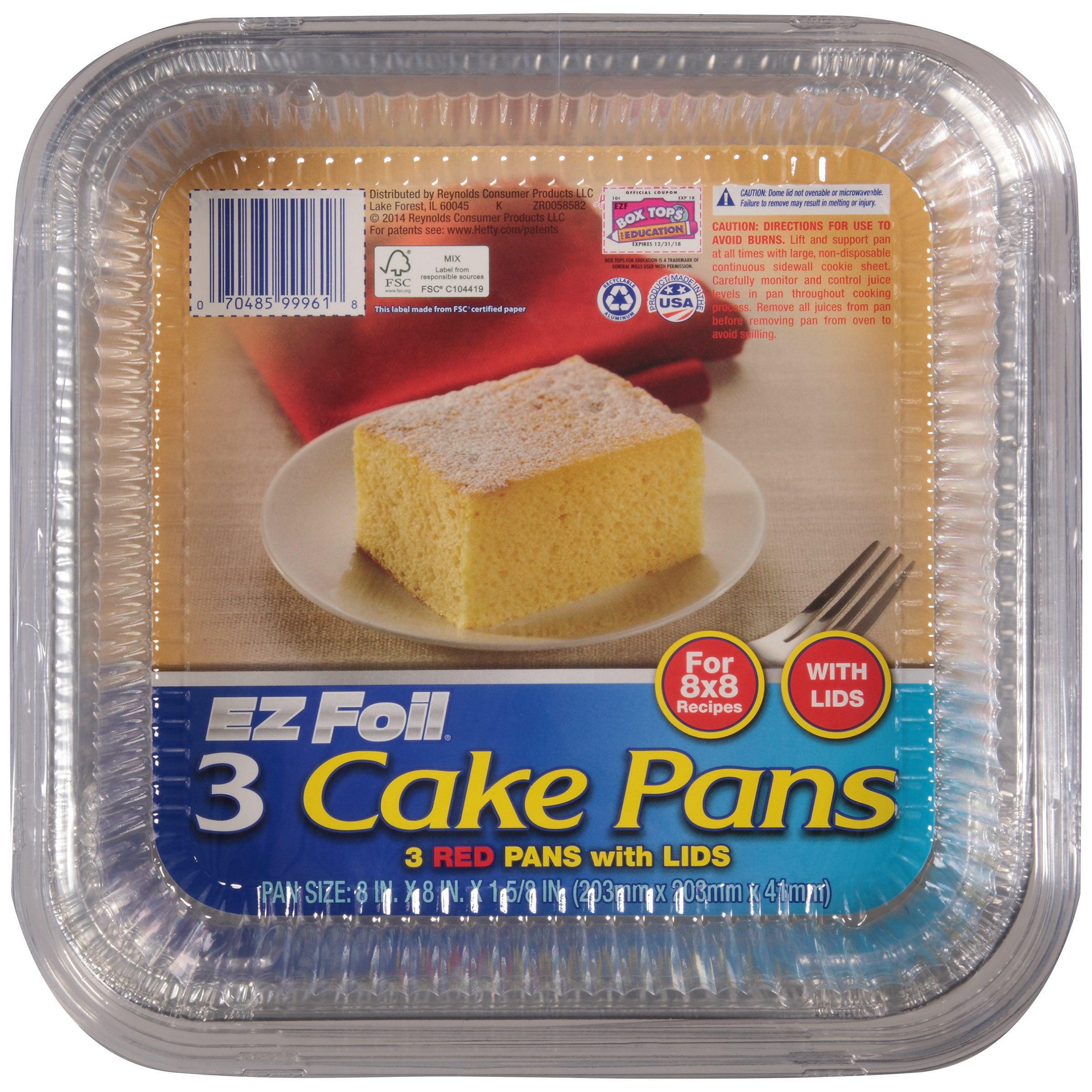 EZ Foil Cake Pans with Lids, Red, 13 x 9 inch, 2 Count 