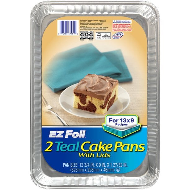 EZ Foil Cake Pans with Lids, Teal, 13 x 9 inch, 2 Count