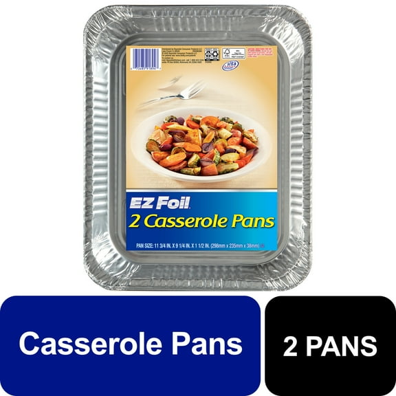 EZ Foil Disposable Casserole Pans, 11.75 x 9.25 in., 2 Count