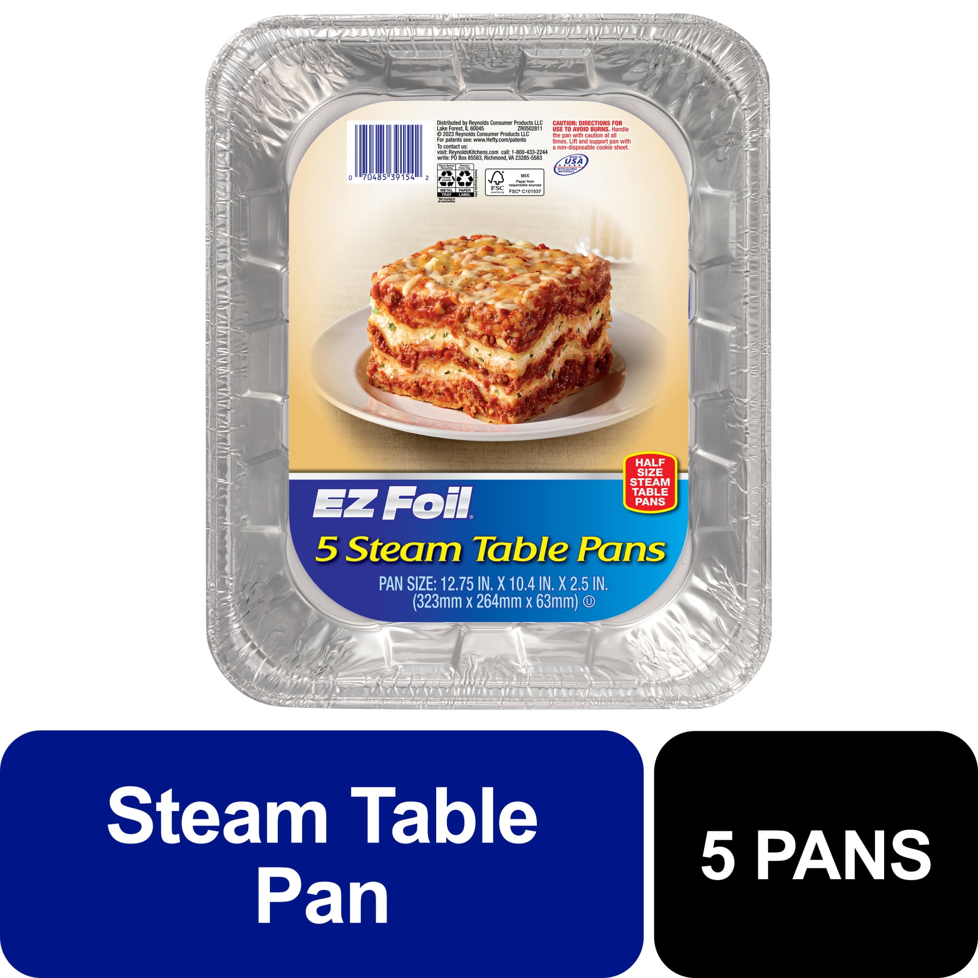 EZ Foil Disposable Steam Table Pans, Half-Size, 5 Count