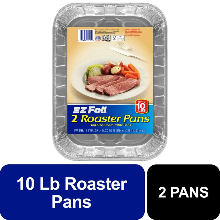 EZ Foil 10 LB Disposable Roasting Pans, Half-Size Steam Table Foil