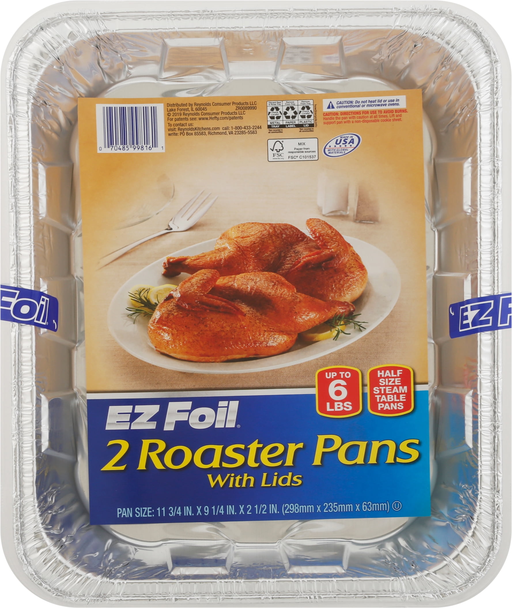 EZ Foil Roaster Pans with Lids 2 ct Pack