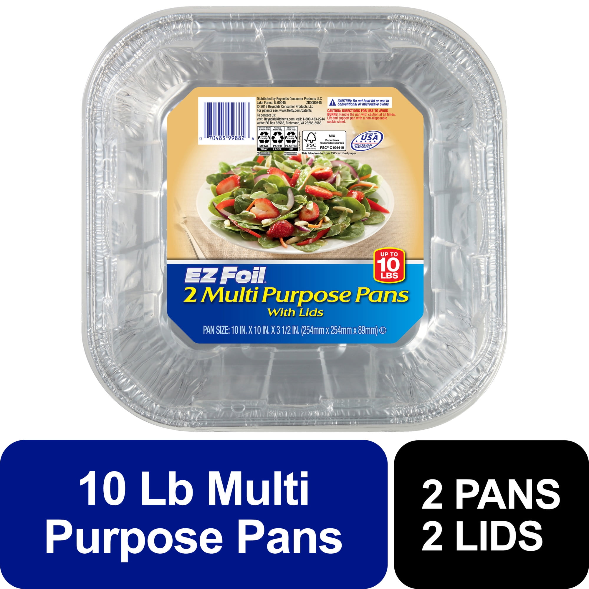 EZ Foil Roaster Pans with Lids, Up to 10 Pound Capacity, 2 Count