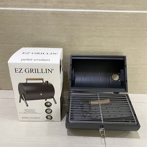 EZ GRILLIN' pellet smokers,Wood Pellet Grill and Smoker, Square Inches Cook Area, 450 Degree Max Temperature, Meat Probe, 6 in 1 BBQ Grill- 10.7 x 14 x 16.3 in