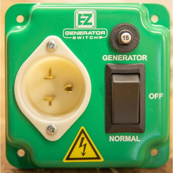 EZ Generator Switch, 15A 125V Green Manual Transfer Electrical Switch