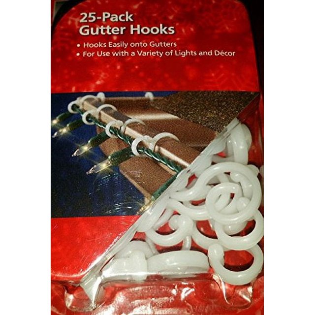 EZ Plastic Gutter Hooks for Outdoor Hanging (Pack of 25) Christmas