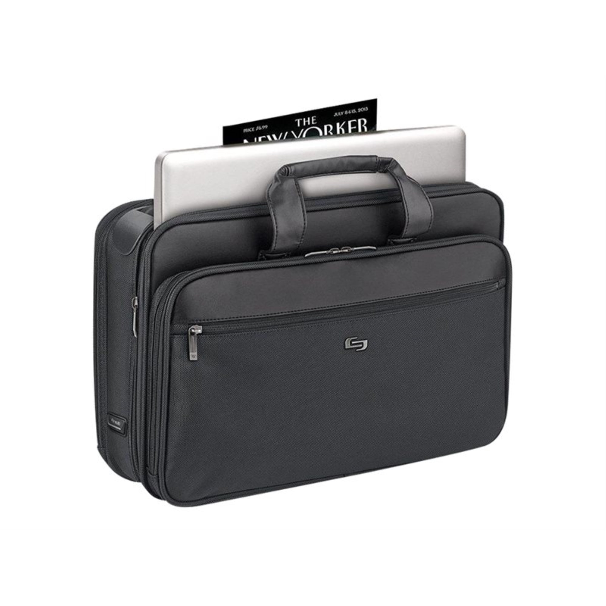 Black Nylon Laptop Briefcase with Multiple Compartments