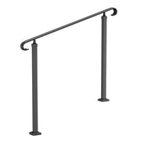 EZ-Install Front Porch Handrail for 1 to 3 Steps, Universal Fit on Any Stair Material, Durable Wrought Iron Design in Classic Black