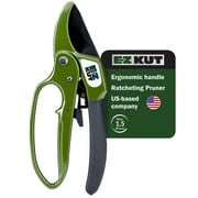 EZ Kut Heavy Duty Pruning Shears Green - with Ratcheting Action Great Garden Hand Tool Clippers Gardening pruners arthritis tools Ratcheting Anvil Hand Pruner Pruning Shears Heavy Duty Since 1988