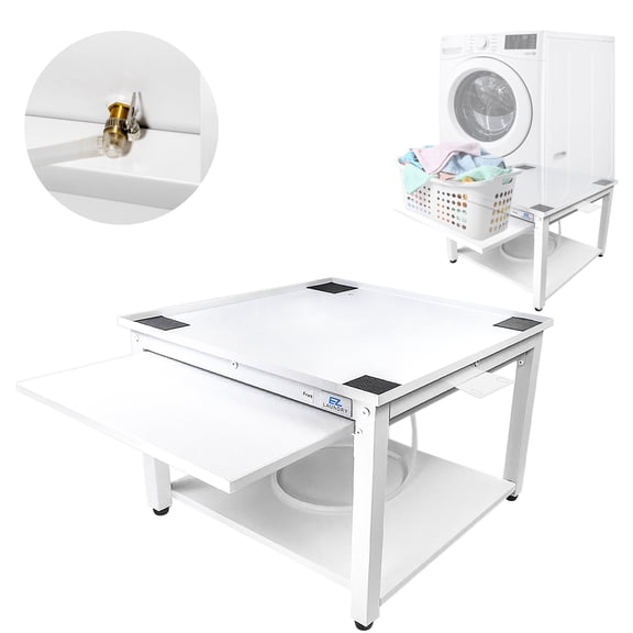 EZ Laundry Pedestal Steel 28" x 18" Base with Pull-Out Tray for Front Load Machines