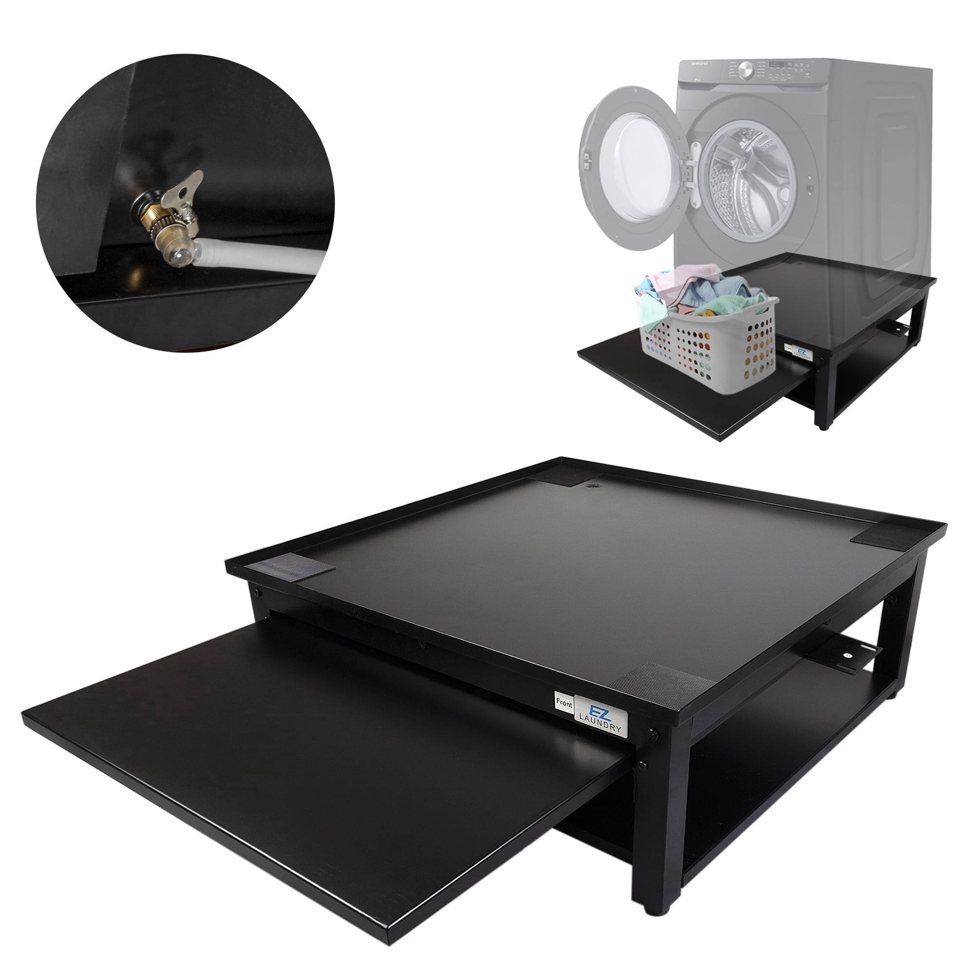 EZ Laundry Pedestal Steel 29" x 10" Base with Pull-Out Tray for Front Load Machines Gray