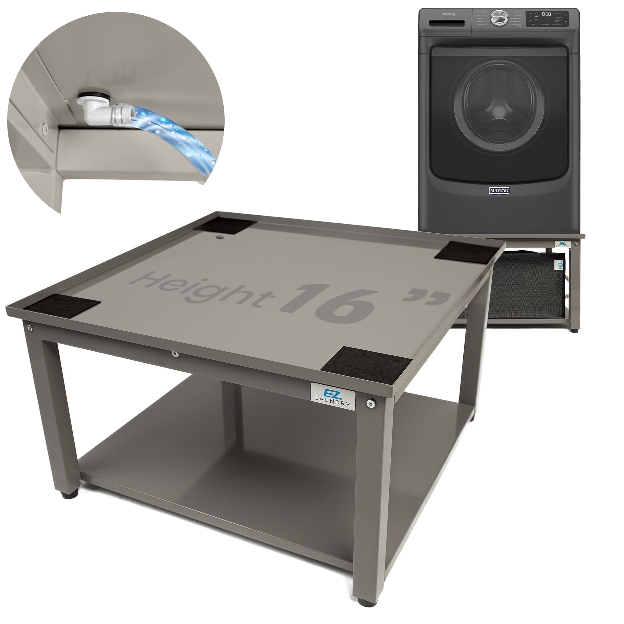EZ Laundry Pedestal for Washer and Dryer 29" Wide Stand, 18" High Heavy-Duty - Grey