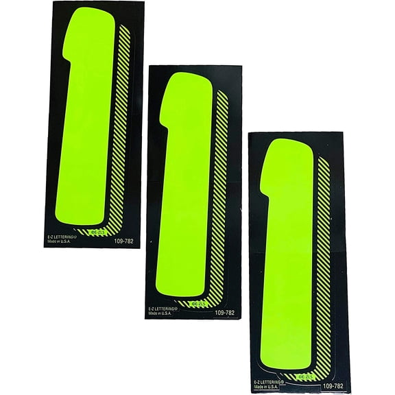 EZ Line  Decals for Cars Chartreuse Large Number Stickers Windshield Pricing Number (Number 1)
