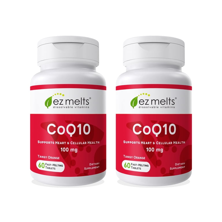 EZ Melts Dissolvable CoQ10 Supplement 100 mg, Sugar-Free, 2-Month