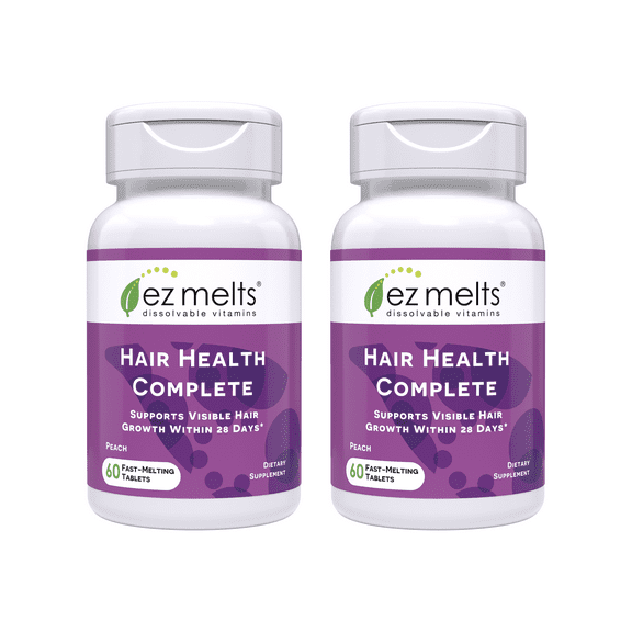 EZ Melts Hair Health Complete - Hair Supplement to Support Strength & Growth - Includes AnaGain Nu, Biotin, Apigenin, Bambo Silica & More - 2 Pack