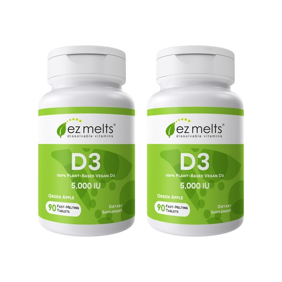 EZ Melts Dissolvable Vitamin D3 5,000 IU, Sugar-Free, 3-Month Supply - 2 Pack