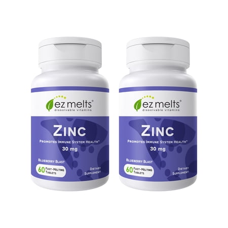 EZ Melts Dissolvable Zinc Supplement 30 mg, Sugar-Free, 2-Month Supply - 2 Pack