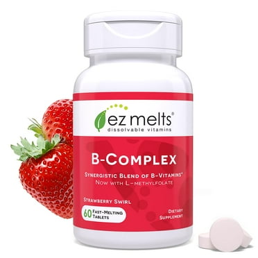 EZ Melts Dissolvable Vitamin B-Complex with Methyl B12 and Methyl Folate, Sugar-Free, 2-Month Supply