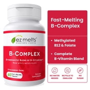 EZ Melts Dissolvable B-Complex - Vitamin B Complex - Provides Energy Metabolism & Heart Health Support - With Methylated B12 & Folate - Non-GMO & Vegan - Strawberry Swirl - 60 Tablets (60 Servings)