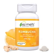 EZ Melts Dissolvable Sugar-Free Kombucha Tablets with SCOBY & Apple Cider Vinegar, Gut Health Supplements for Men & Women, Ginger Lemonade Flavor - 60 Dissolvable Tablets 60 Servings