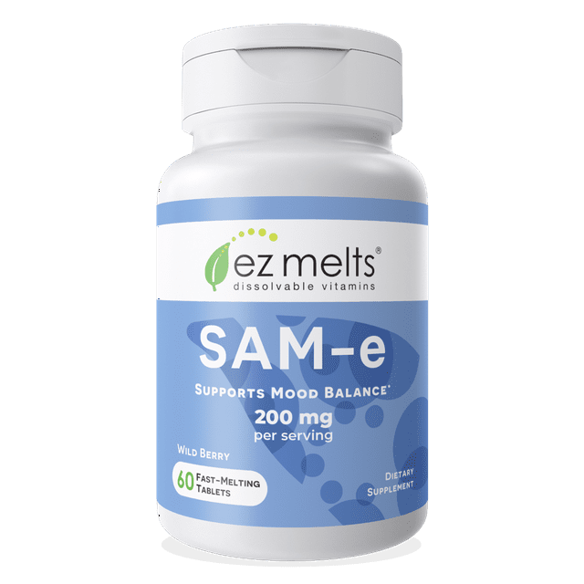 EZ Melts SAMe Supports Mood Balance, 200 mg 60 Tablets, Berry Flavored, Vegan Dietary