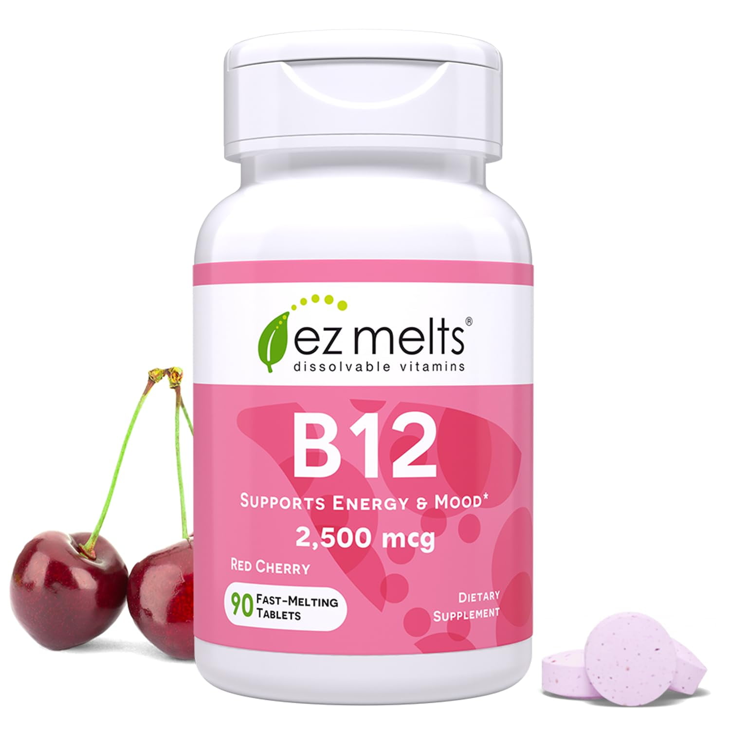 EZ Melts B12 Sublingual Vitamin 2,500 mcg, Methylcobalamin, Sugar-Free, 3-Month Supply