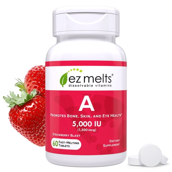 EZ Melts Dissolvable Vitamin A 5,000 IU, Sugar-Free, 2-Month Supply - 1 Pack