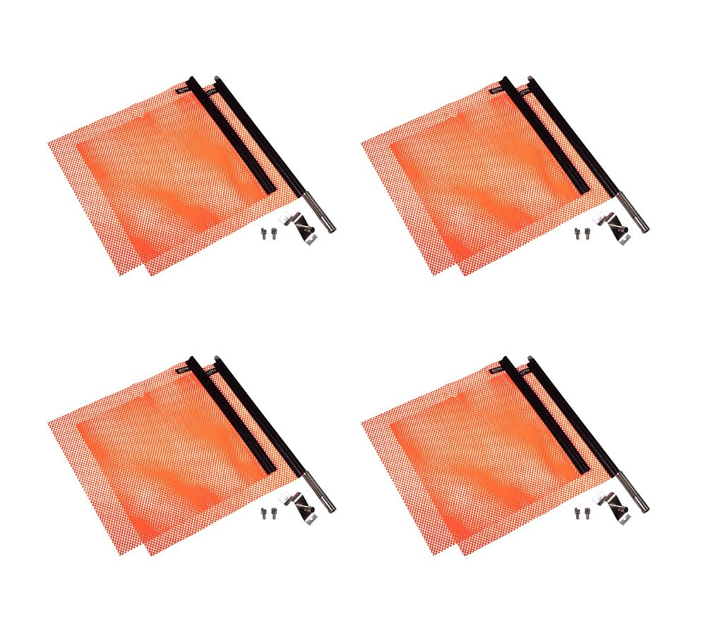 EZ Mount 18" x 18" Jersey Orange Mesh Safety Flag DOT Compliant - (4 Pack)