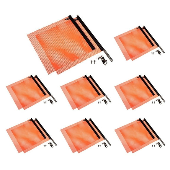 EZ Mount 18" x 18" Jersey Orange Mesh Safety Flag DOT Compliant - (8 Pack)