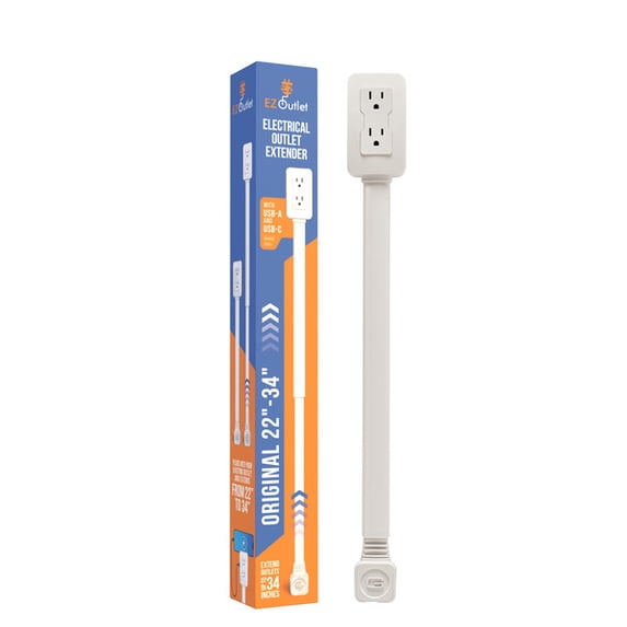 EZ Outlet, Electrical Outlet Extender, Adjustable from 22 to 34 inches ...