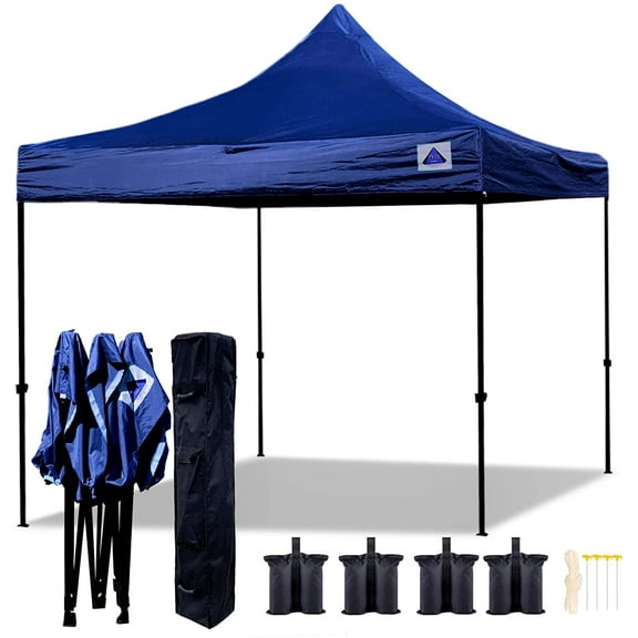 EZ Pop Up Canopy Tent Instant Shelter w Wheel Bag + 4 Sand Bags - 10'x10' Navy Blue - D Model