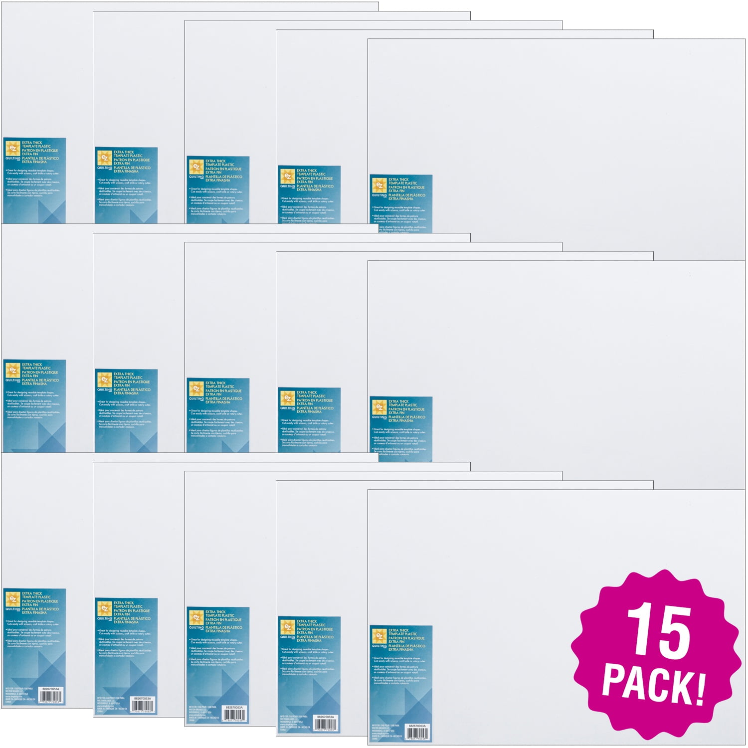 EZ Quilting Extra Thick Plastic Template 12x18 Multipack of 15