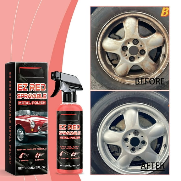 EZ Red 120ml Spray Metal Polish – Premium Shine for Vehicles and Boats, Easy to Use Spray Bottle, Removes Rust, Tarnish, and Oxidation, Fast Acting Metal Cleaner