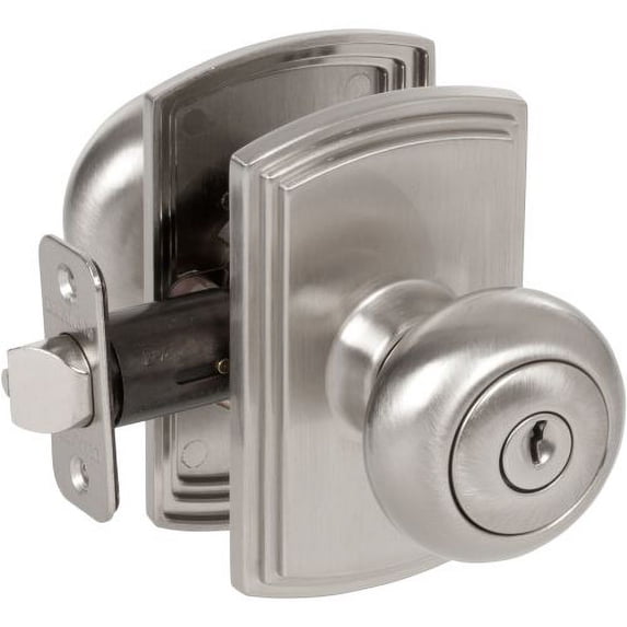 EZ-Set BP-100T-SN Santo Single Cylinder Keyed Entry Door Knob Set from the Italian Collection