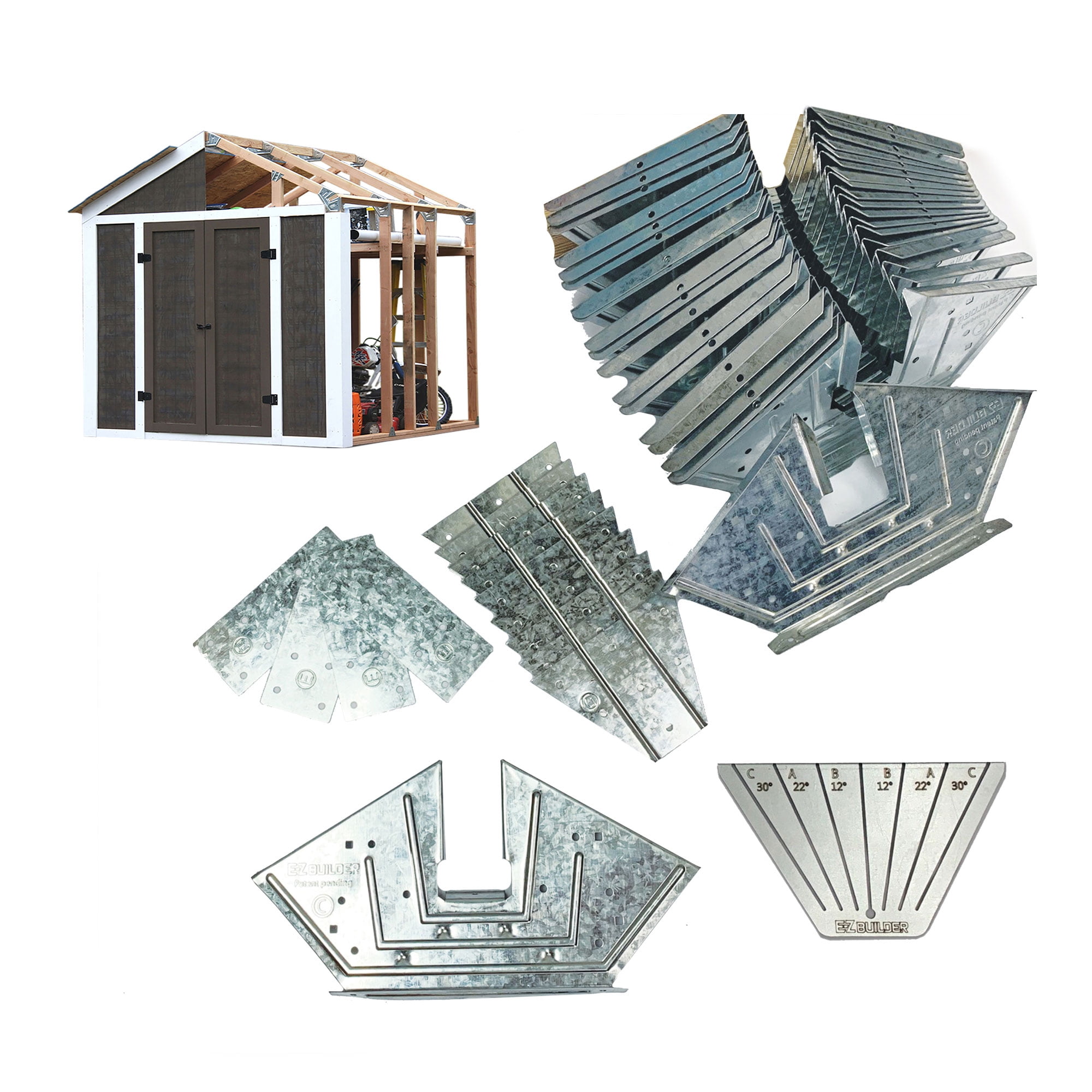 Open Box EZ Shed 3 Size Easy Framer 7 x 8ft Shed Framing Kit, Peak Style