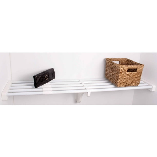 EZ Shelf 28"48" Expandable Shelf, White, No Brackets, For Mounting to