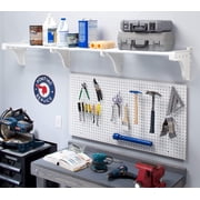 EZ Shelf - DIY Expandable Garage Shelf - 64" to 120"    White - Easy to Install - Strong - Wire Shelving Alternative