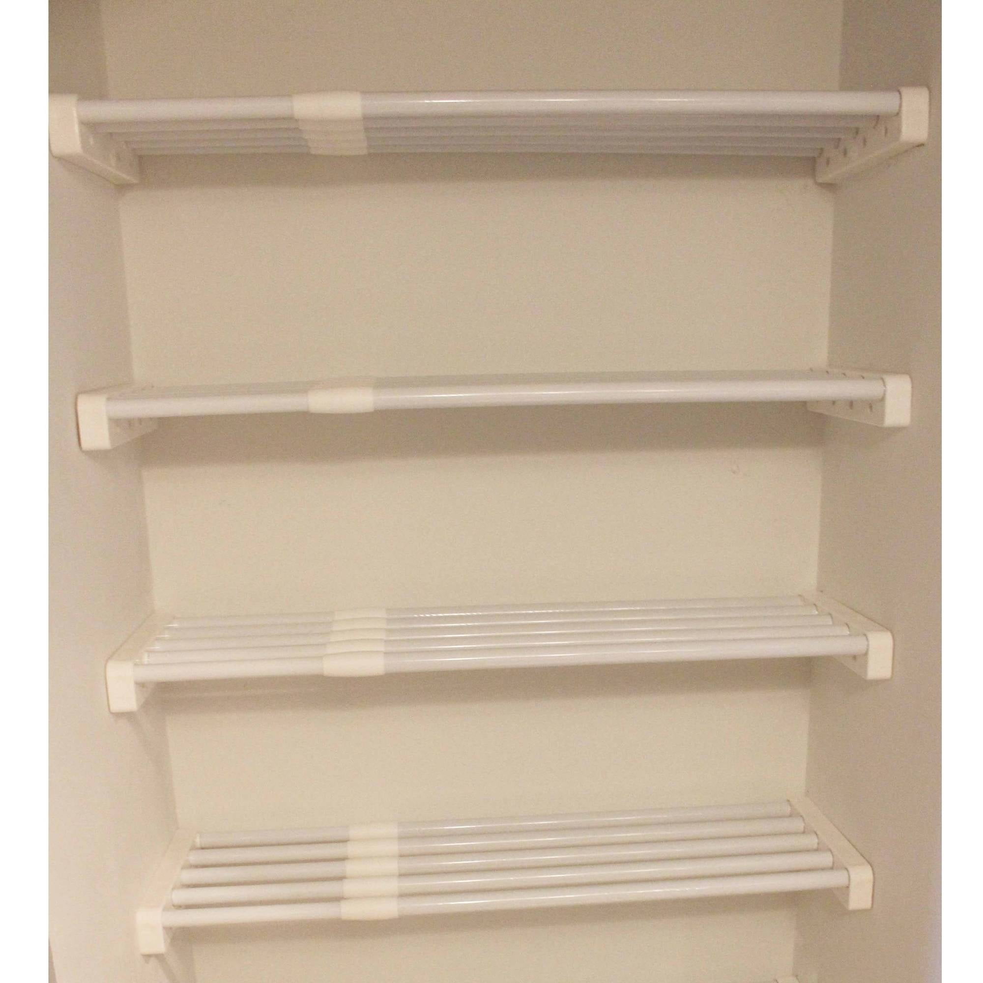 "EZ Shelf Steel Organizer, White, 4 Modular Expandable Linen Closet