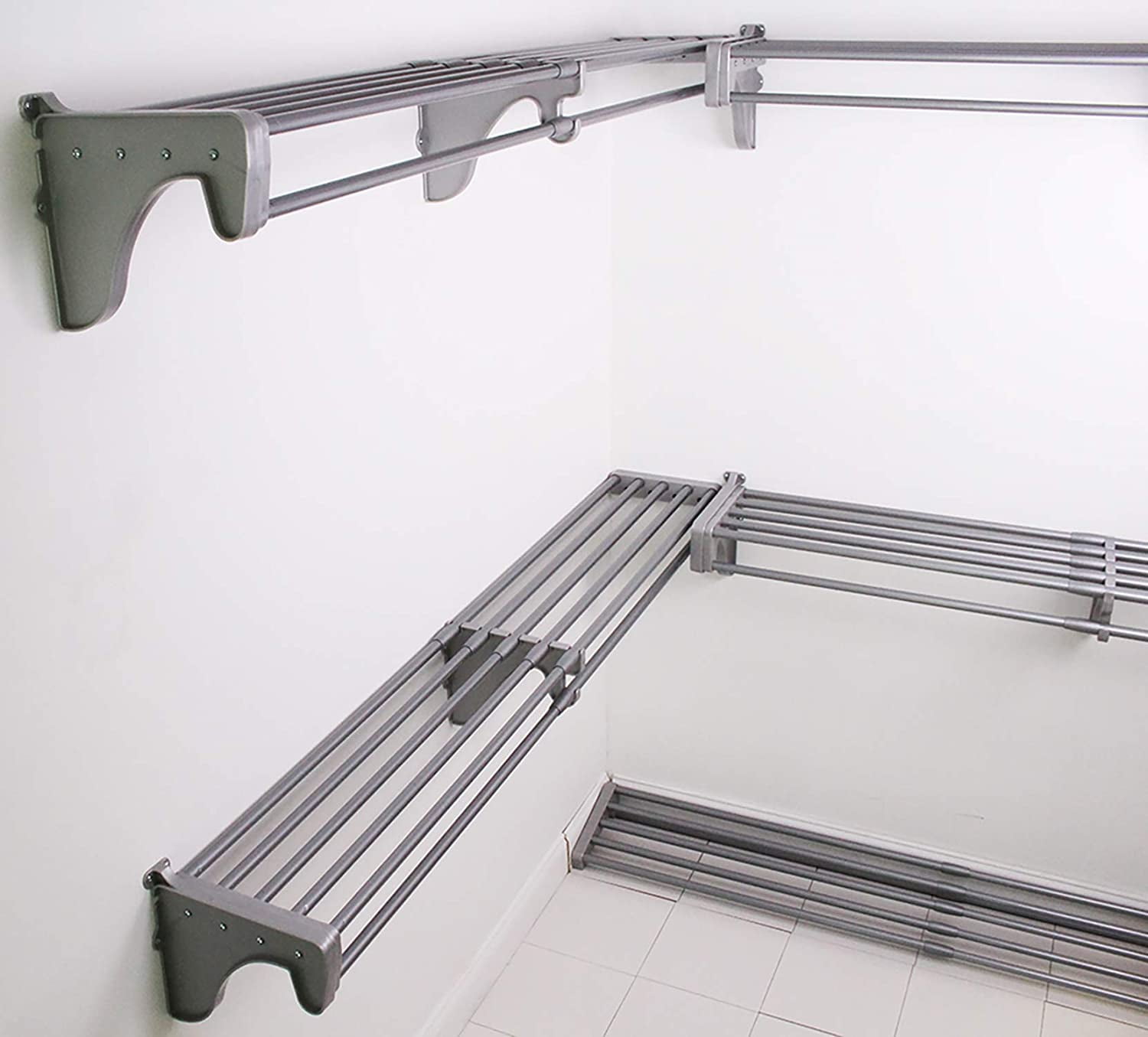 EZ Shelf Expandable Silver Walk-In Closet Kit with 5 Shelves