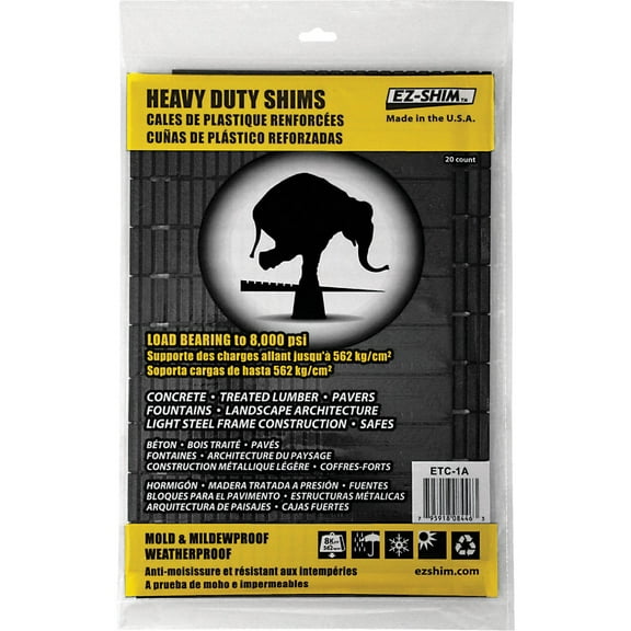 EZ-Shim 8 In. L Plastic Heavy-Duty Shim (20-Count) ETC 1